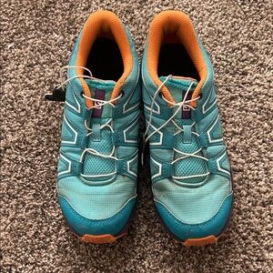 Salomon Teal and Orange Trail Shoes